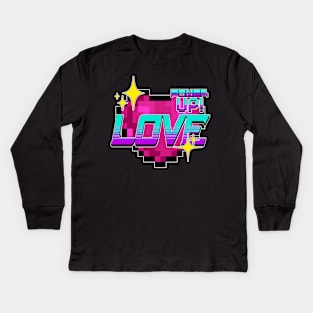 Cute Gamer Love Power UP! Pixel Style Kids Long Sleeve T-Shirt